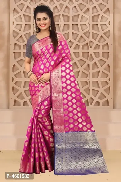 Beautiful Art Silk Jacquard Saree with Blouse piece-thumb0