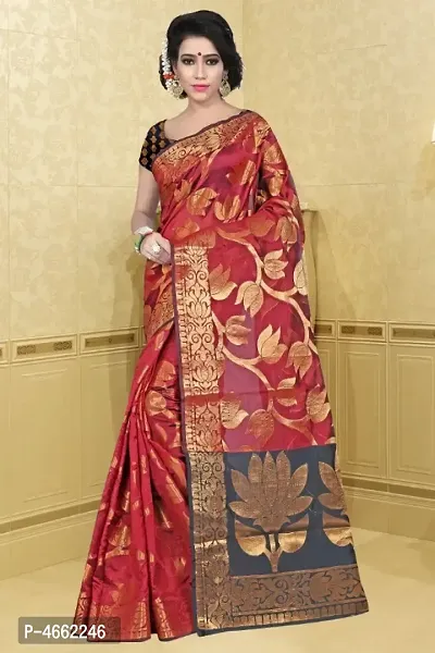 Beautiful Art Silk Jacquard Saree with Blouse piece-thumb0