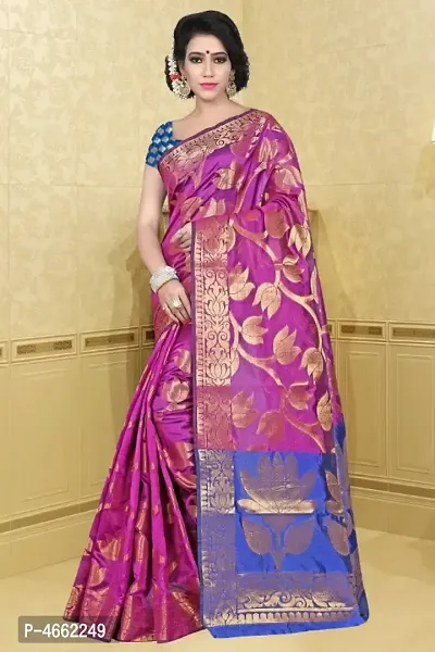 Beautiful Art Silk Jacquard Saree with Blouse piece-thumb0