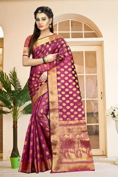 Stylish Art Silk Jacquard Sarees with Blouse Piece