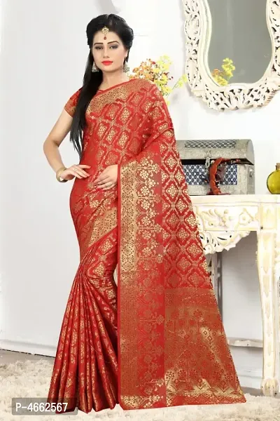 Beautiful Art Silk Jacquard Saree with Blouse piece-thumb0