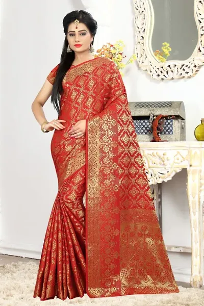 Beautiful Art Silk Jacquard Saree with Blouse piece