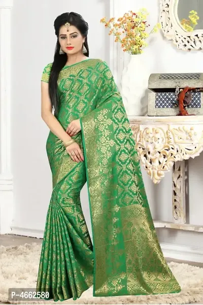 Beautiful Art Silk Jacquard Saree with Blouse piece