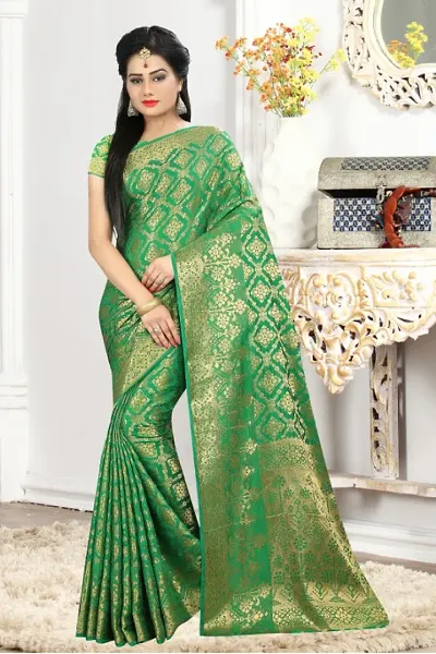 Beautiful Art Silk Jacquard Saree with Blouse piece