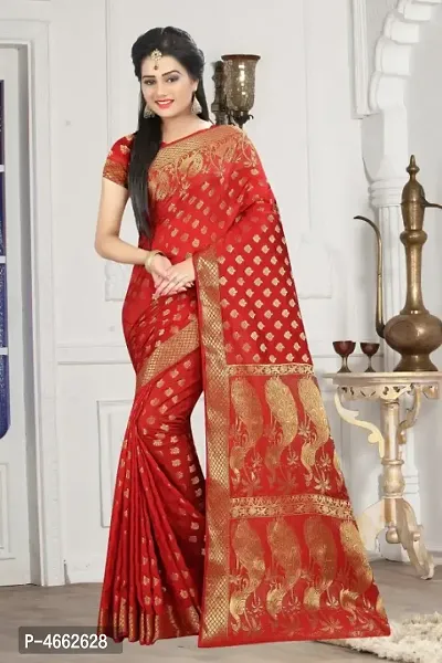 Beautiful Art Silk Jacquard Saree with Blouse piece