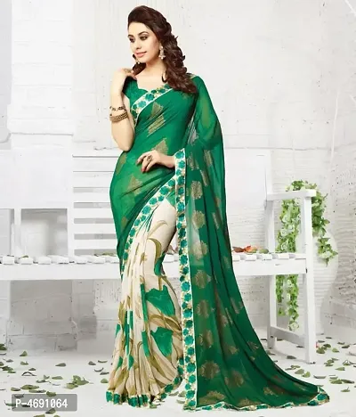 New Trendy Chiffon Printed Saree with Blouse piece