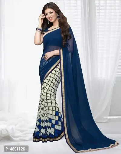 New Trendy Chiffon Printed Saree with Blouse piece