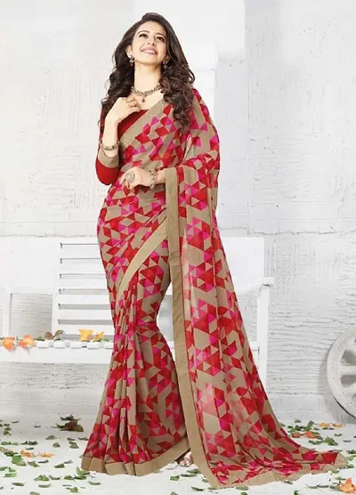 Multicolored Chiffon Printed Sarees