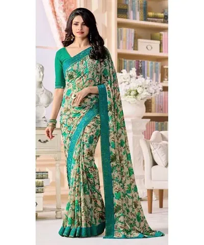 Printed Georgette Saree With Blouse piece