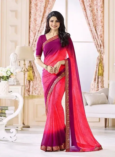 Georgette Printed Sarees with Blouse Piece