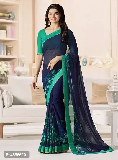 New Trendy Chiffon Printed Saree with Blouse piece