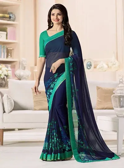 New Trendy Chiffon Saree with Blouse piece