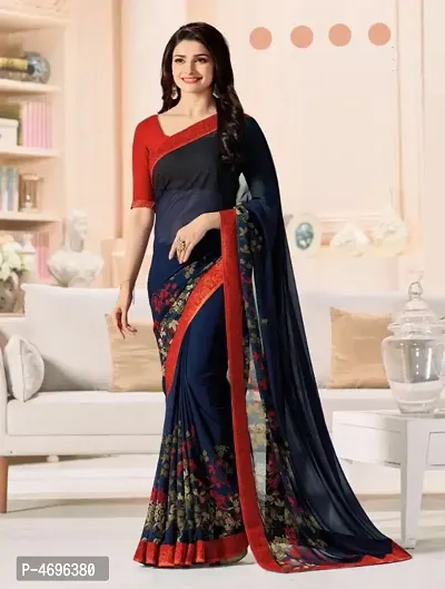 Buy Khunshi creation Ready To Wear 1 Minit Saree New Printed Saree  Georgette With Unstitched Blouse Piece (RCM:-243) (Bleck-Bule) at Amazon.in