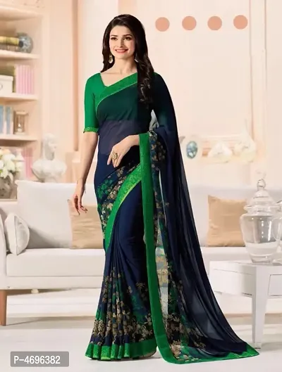 New Trendy Chiffon Printed Saree with Blouse piece