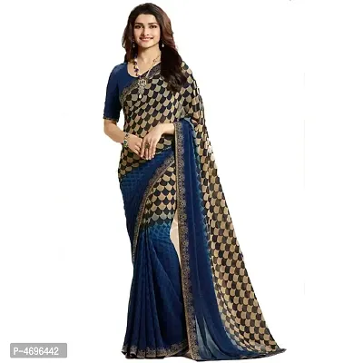 New Trendy Chiffon Printed Saree with Blouse piece-thumb0