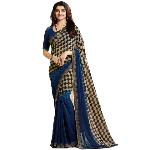 Printed Georgette Saree With Blouse piece