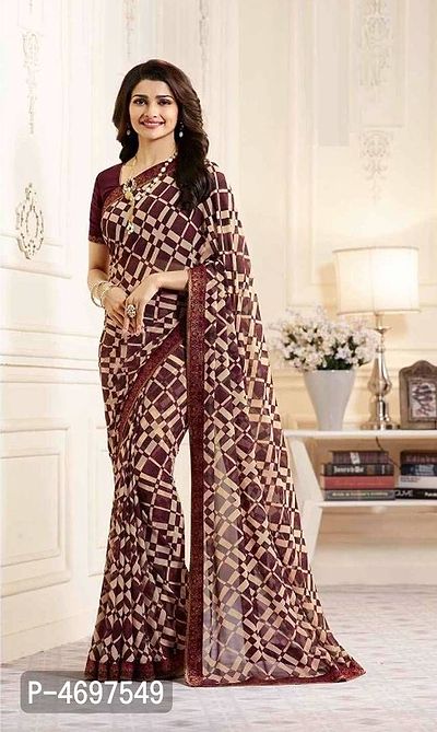 New Trendy Chiffon Printed Saree with Blouse piece