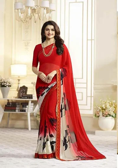 New Trendy Chiffon Saree with Blouse piece