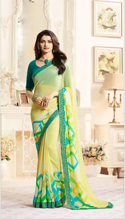 Multicolored Chiffon Printed Sarees