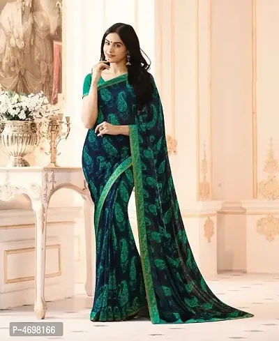 New Trendy Chiffon Printed Saree with Blouse piece