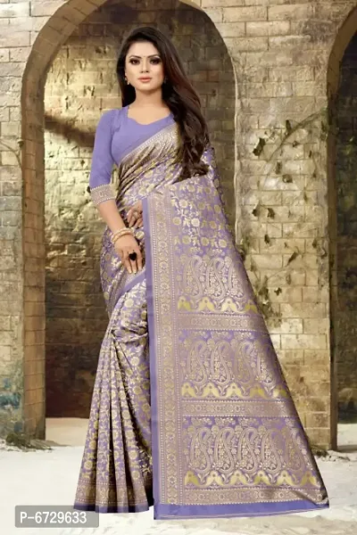 Elegant Purple  Art Silk Jacquard Saree With Blouse Piece For Women