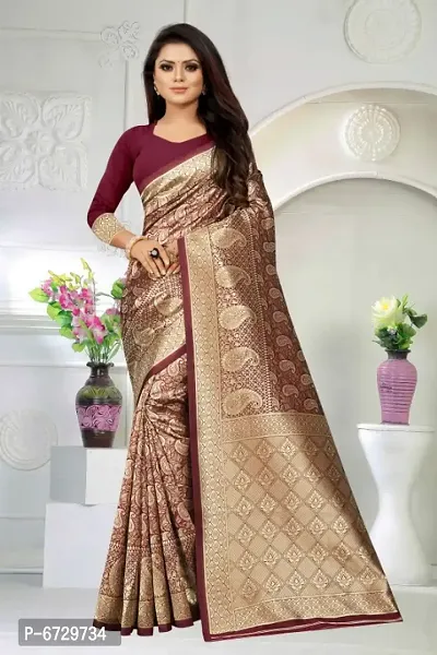 Elegant Maroon Art Silk Jacquard Saree With Blouse Piece For Women