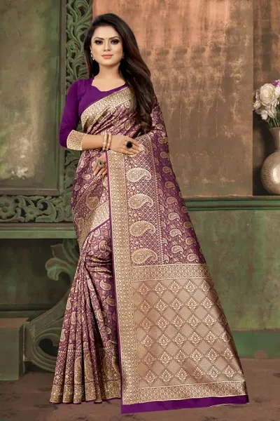 Elegant Art Silk Jacquard Saree With Blouse Piece For Women