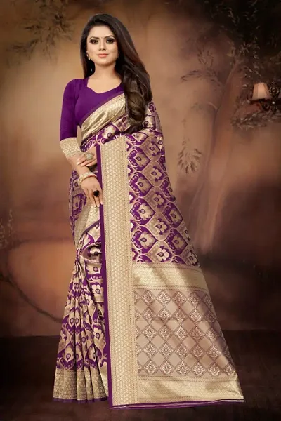 Beautiful Cotton Silk Woven Design Sarees With Blouse Piece