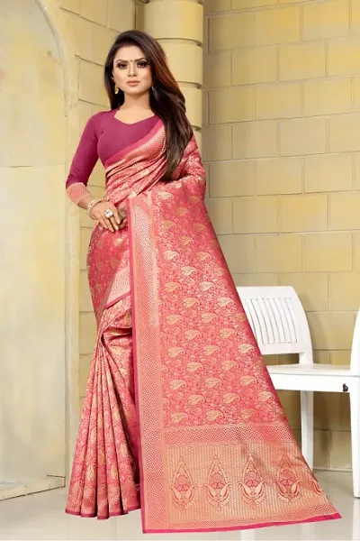 Beautiful Cotton Silk Woven Design Sarees With Blouse piece