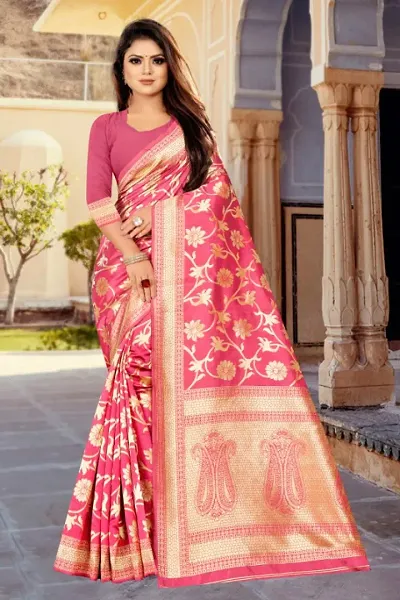 Beautiful Cotton Silk Woven Design Sarees With Blouse Piece