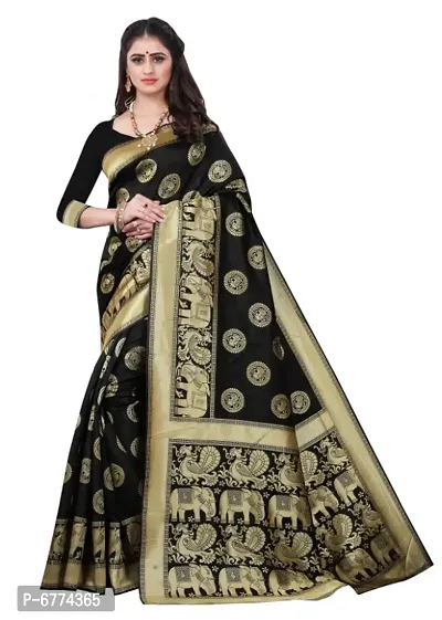 Black Art Silk Jacquard Saree-thumb0