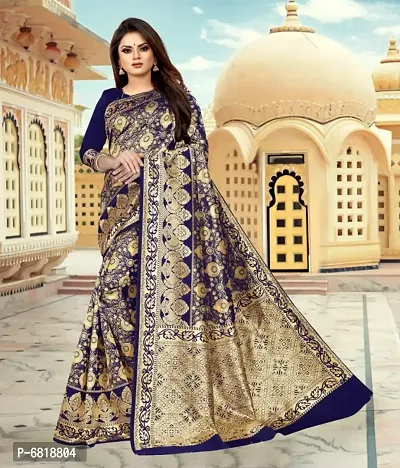 Elegant Blue Art Silk Jacquard Saree With Blouse Piece For Women