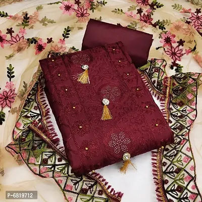 Maroon Cotton Dress Material