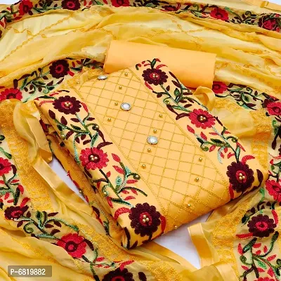 Yellow Cotton Dress Material-thumb0