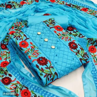 Blue Cotton Dress Material