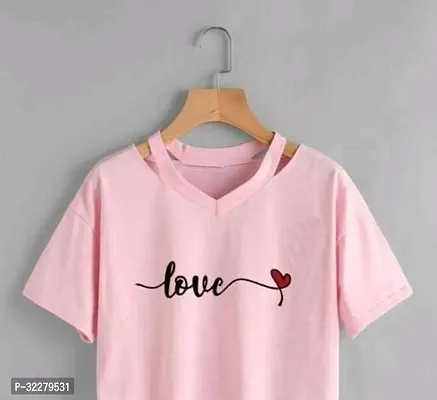 Elegant Pink Cotton Printed Crop Top For Women-thumb0