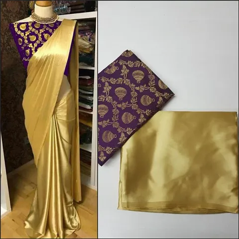 Stylish Satin Saree with Blouse piece for Women