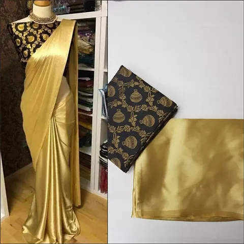 Best Selling Designer Solid Partywear Satin Sarees