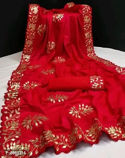 Classy Silk Blend Gota Patti Saree with Blouse piece-thumb0