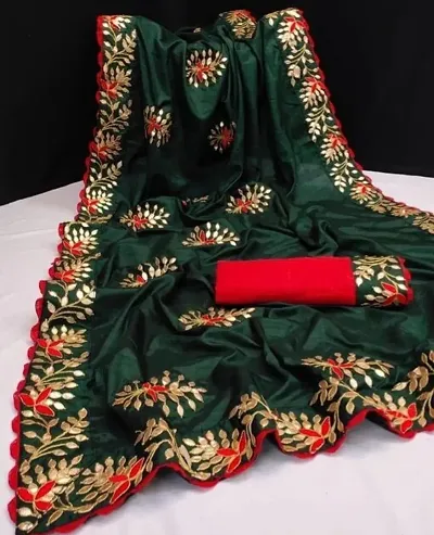 Stunning Dola Silk Heavy Gota Work Women Saree With Blouse Piece