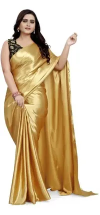 Stylish Japan Satin Solid Sarees with Blouse Piece