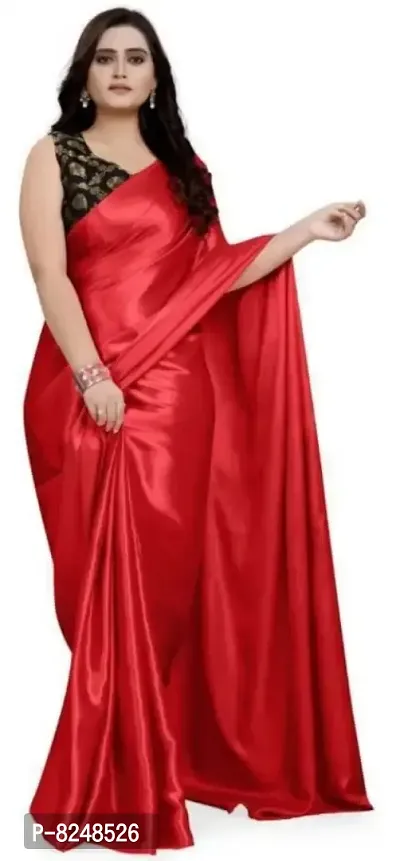 Classic Satin Embellished Saree with Blouse piece-thumb0