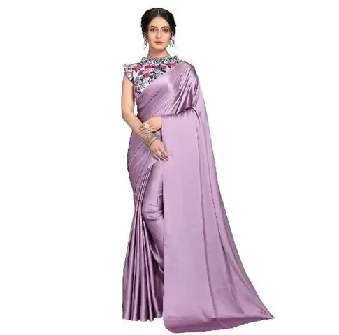 Attractive Satin Saree with Blouse piece 