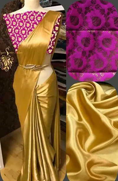 Hot Selling Satin Saree with Blouse piece