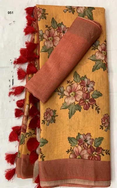  Linen Blend Saree with Blouse piece 