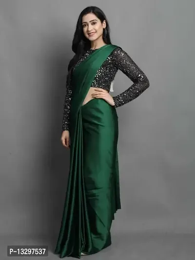 CLASSIC SATIN SAREE WITH SEQUENCE WORK VELVET BLOUSE-thumb0