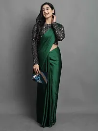 CLASSIC SATIN SAREE WITH SEQUENCE WORK VELVET BLOUSE-thumb4