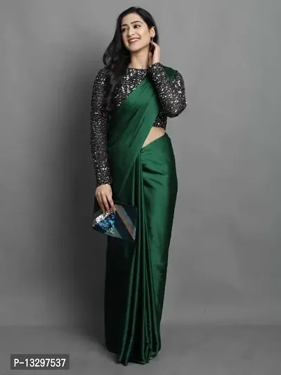 CLASSIC SATIN SAREE WITH SEQUENCE WORK VELVET BLOUSE-thumb5