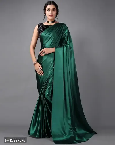 CLASSIC SATIN SAREE WITH SEQUENCE WORK VELVET BLOUSE-thumb0