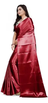 Trendy Attractive Satin Saree with Blouse piece-thumb2